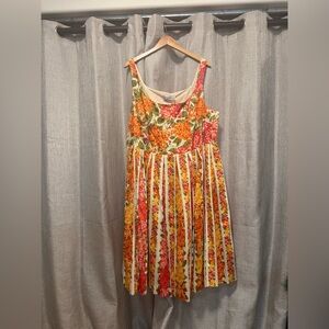 Isaac Mizrahi Floral Midi Dress - Red, Yellow, Green